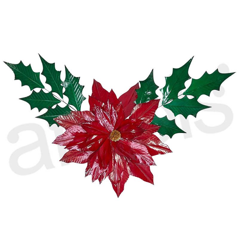 Can I hang this poinsettia decoration on the wall? Any hooks on the back?